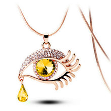 Charger l'image dans la galerie, Fashion Magic Eye Crystal Tear Drop Eyelashes Necklace Long Sweater Chain