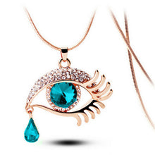 Charger l'image dans la galerie, Fashion Magic Eye Crystal Tear Drop Eyelashes Necklace Long Sweater Chain